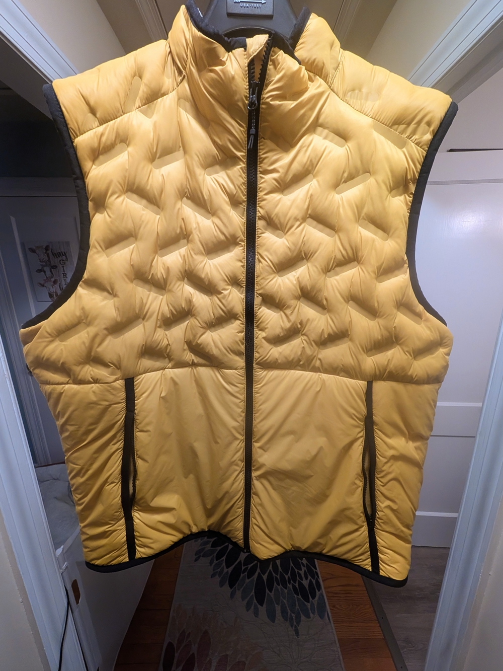 Old Navy Yellow Quilted Puffer Vest with Black Trim